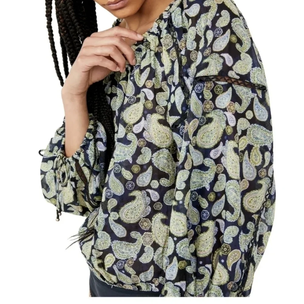 Free People Sundown Paisley Cotton Bodysuit size XS - Picture 4 of 5